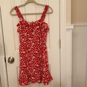 SHEIN Red Floral Spring Dress